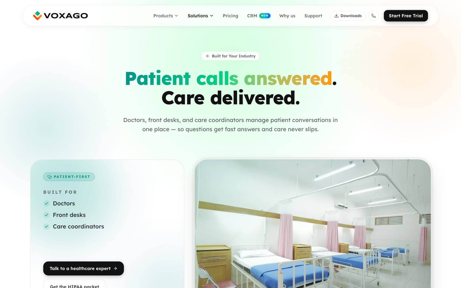 Healthcare — one of eleven industry pages.